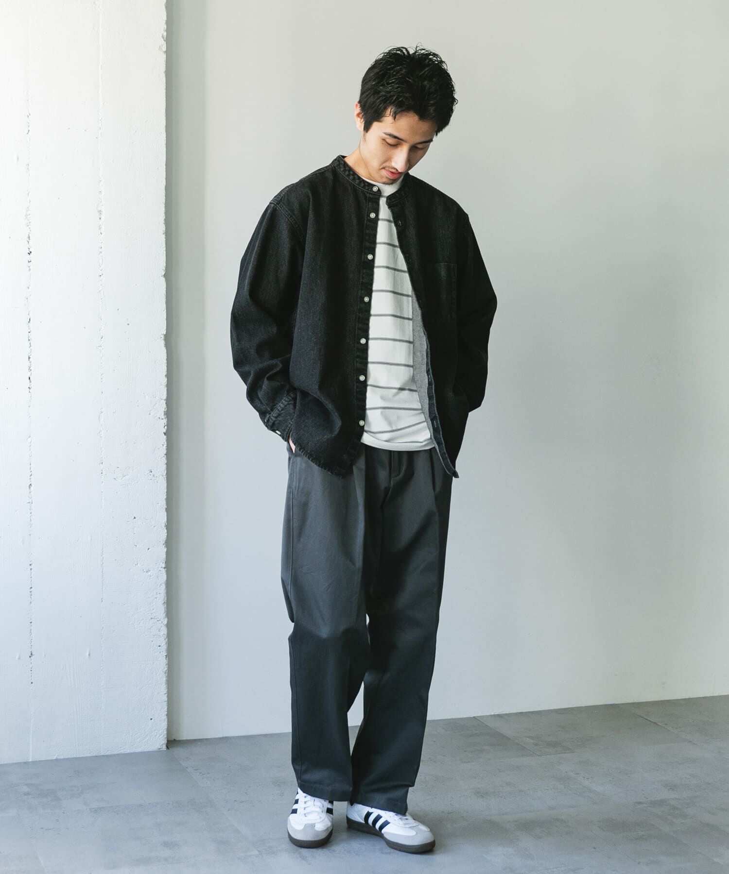 URBAN RESEARCH DOORS「デニムバンドカラーシャツ」|シャツ・ブラウス|
