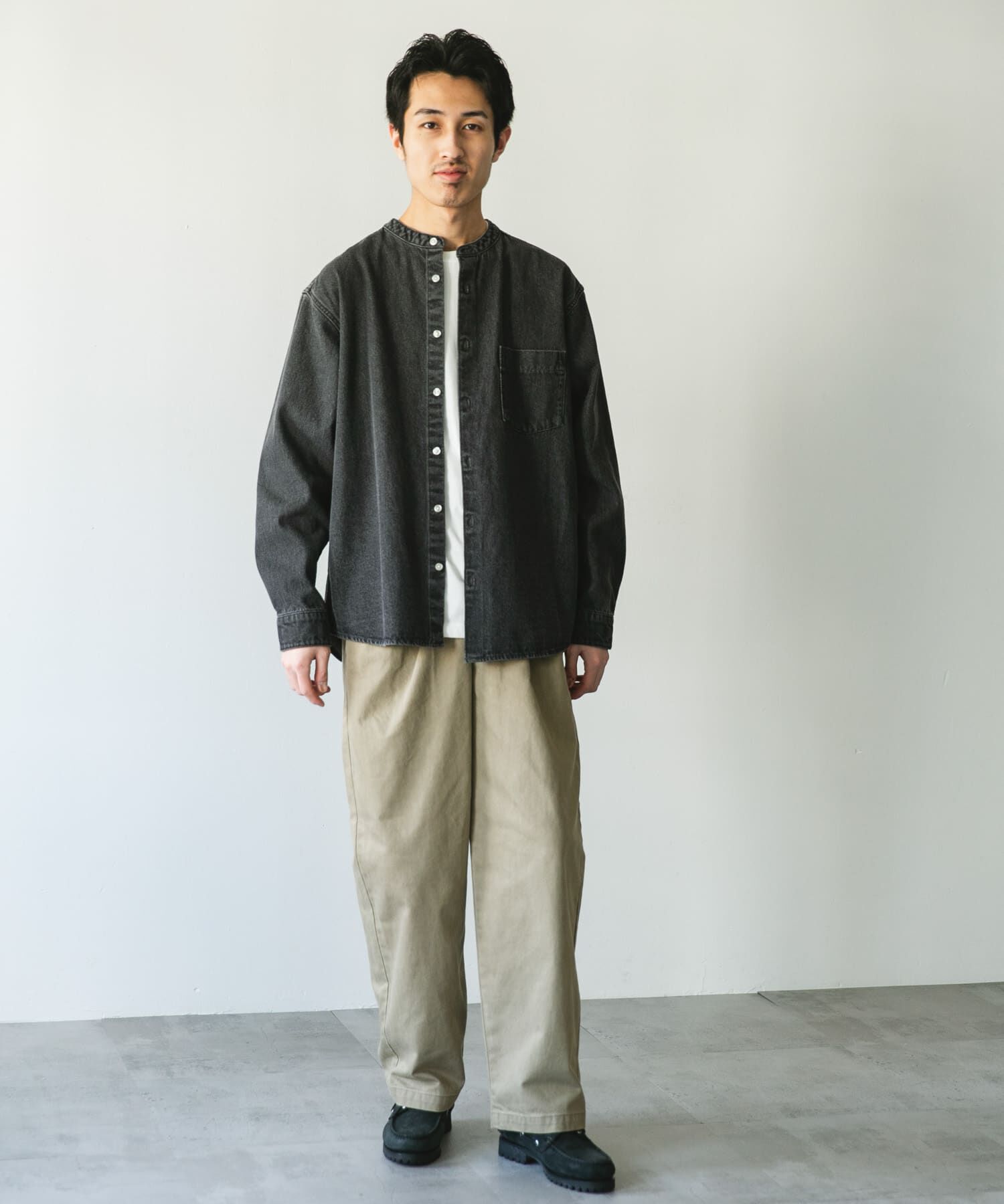 URBAN RESEARCH DOORS「デニムバンドカラーシャツ」|シャツ・ブラウス|
