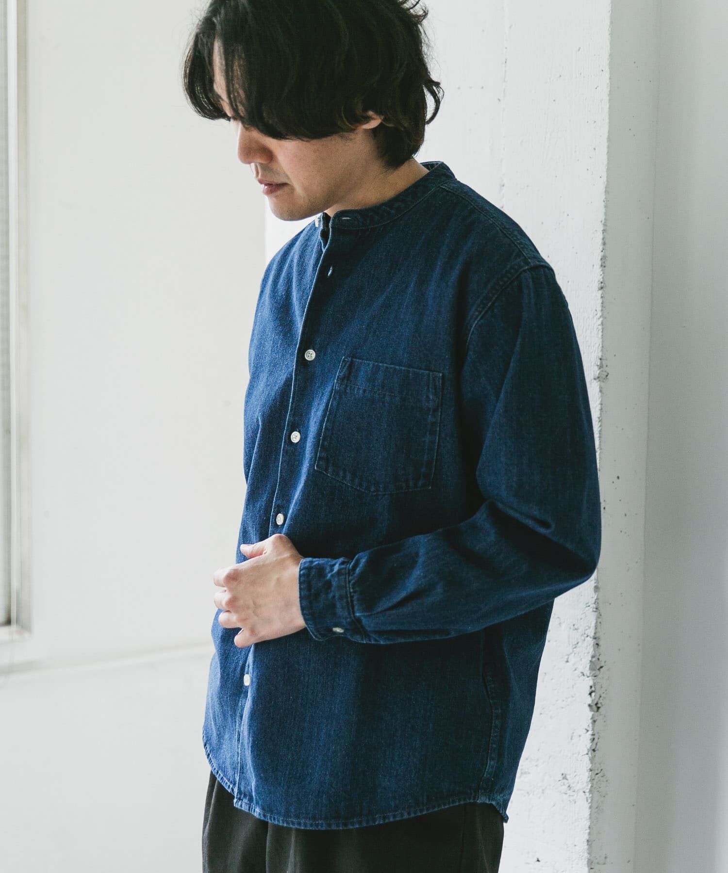 URBAN RESEARCH DOORS「デニムバンドカラーシャツ」|シャツ・ブラウス|