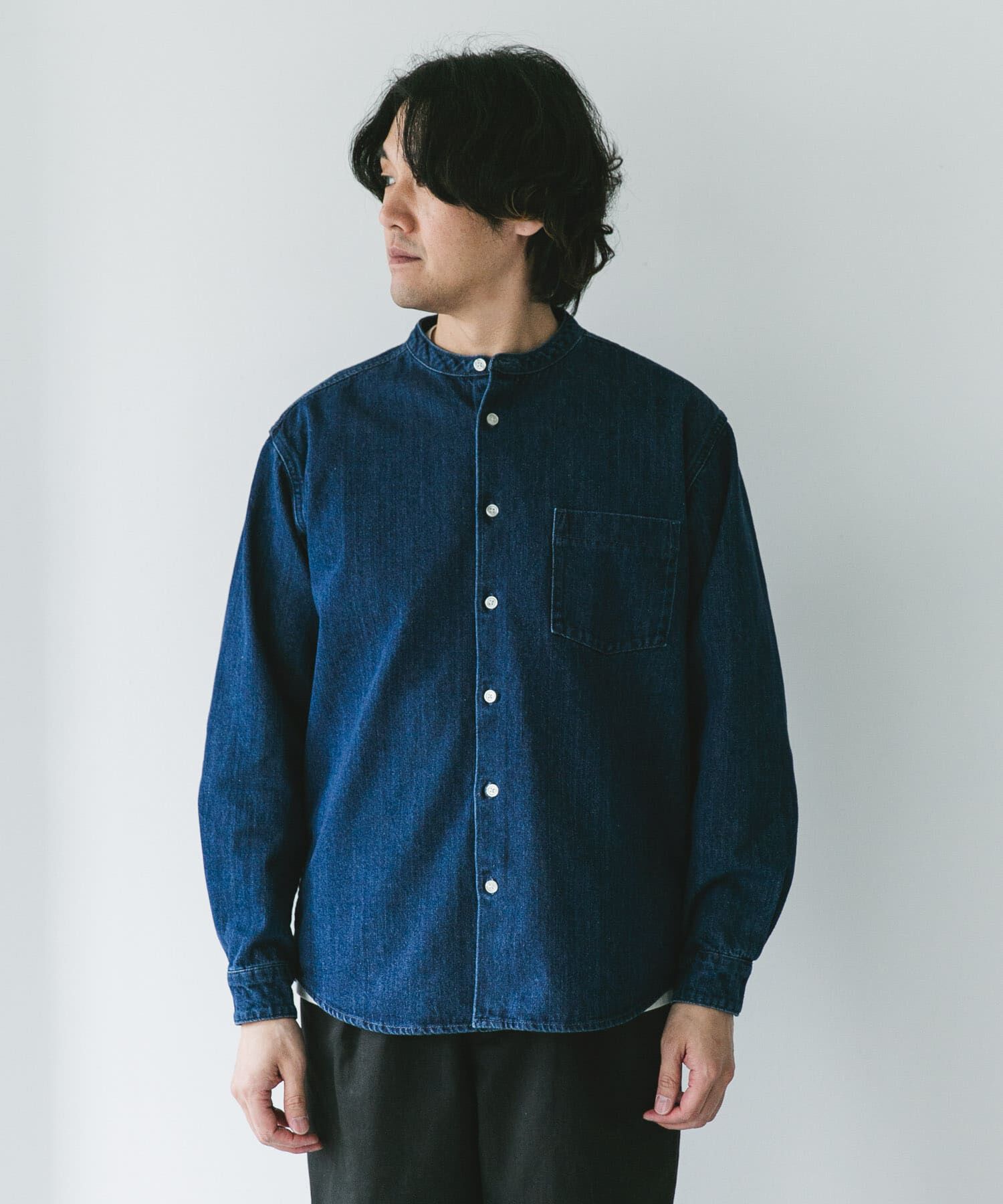 URBAN RESEARCH DOORS「デニムバンドカラーシャツ」|シャツ・ブラウス|