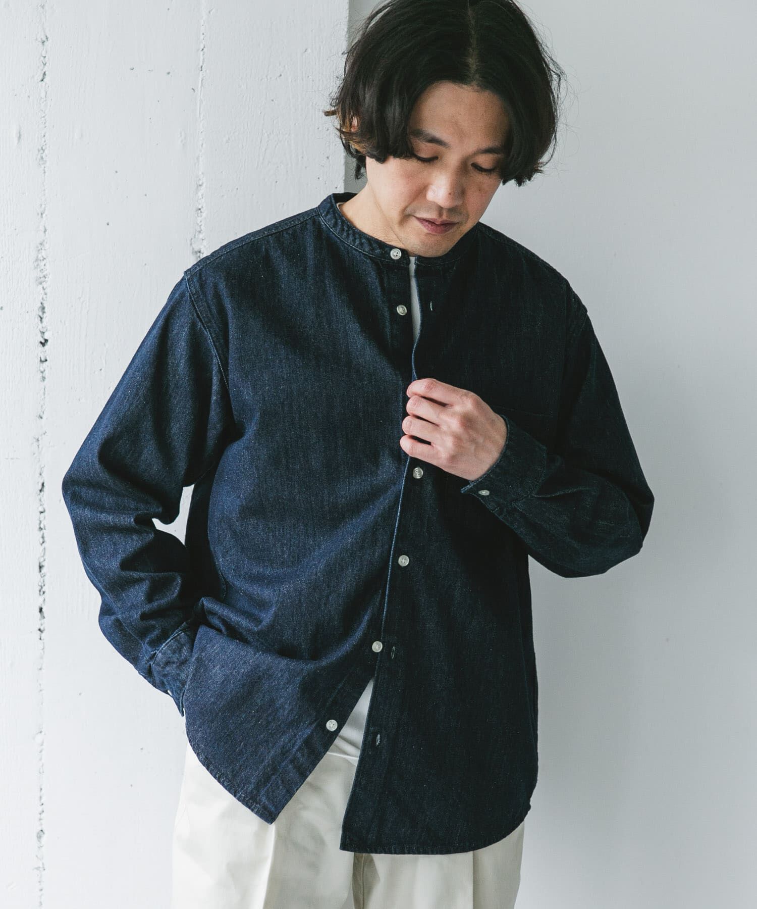 URBAN RESEARCH DOORS「デニムバンドカラーシャツ」|シャツ・ブラウス|