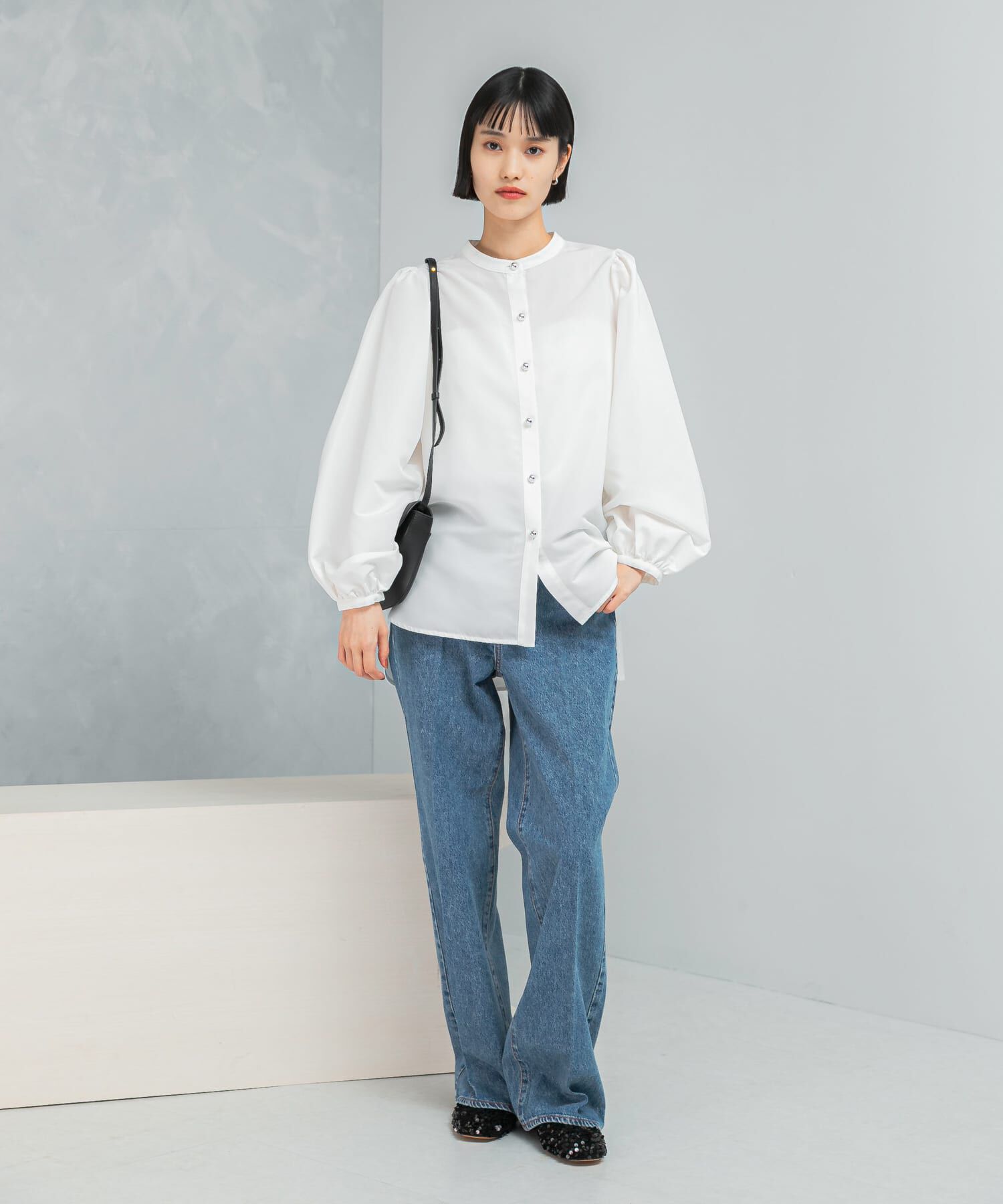 URBAN RESEARCH ROSSO「バンドカラーボリュームシャツブラウス」|シャツ・ブラウス|