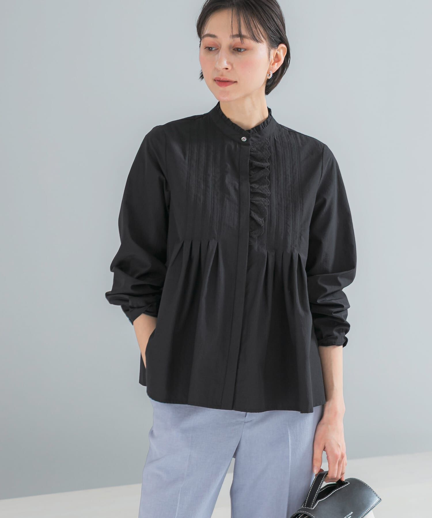 URBAN RESEARCH ROSSO「『WEB限定』フリルネックレースデザインシャツブラウス」|シャツ・ブラウス|