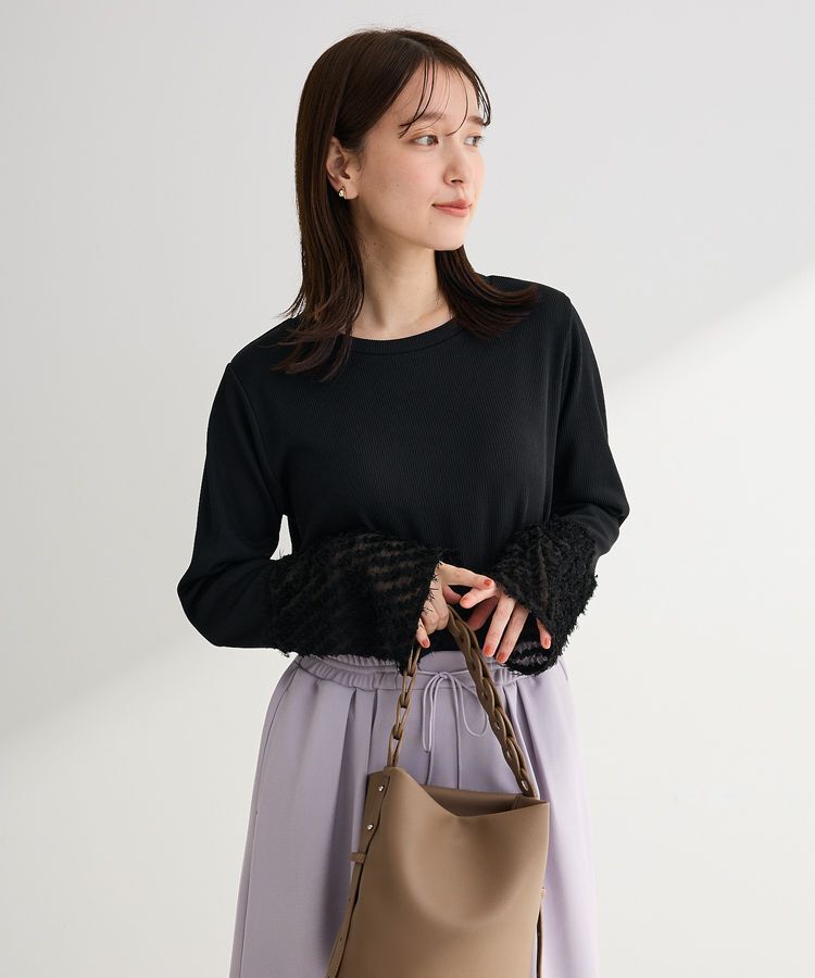Green Parks「袖フェザードッキングプルオーバー」|Tシャツ・カットソー|Black
