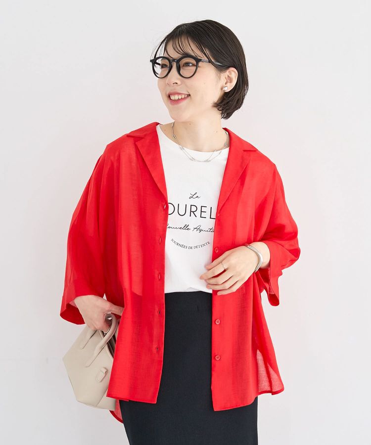 Green Parks「開襟シアーシャツジャケット」|シャツ・ブラウス|Red