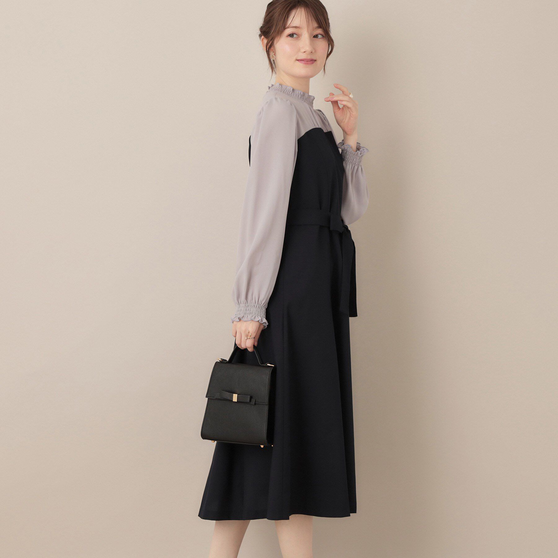 Couture broach「【レイヤード風・きれいめ・通勤】ドッキングベアワンピース」|ワンピース|