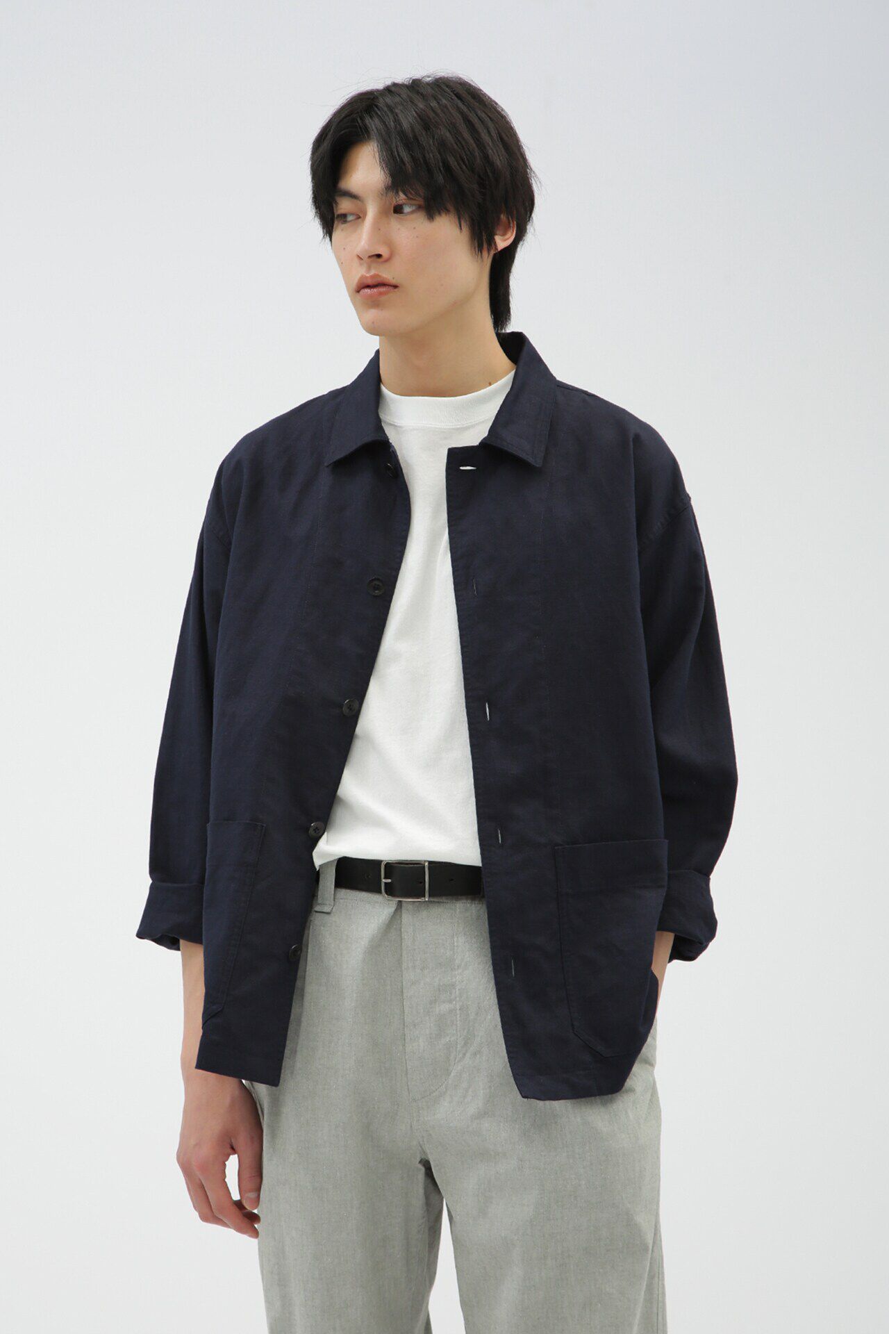 MHL.「COTTON HEMP OXFORD」|シャツ・ブラウス|NAVY
