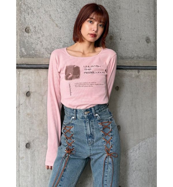 MURUA「クロップドメッセージトップス」|Tシャツ・カットソー|