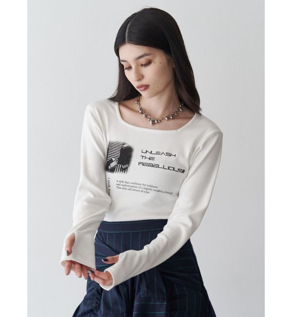 MURUA「クロップドメッセージトップス」|Tシャツ・カットソー|