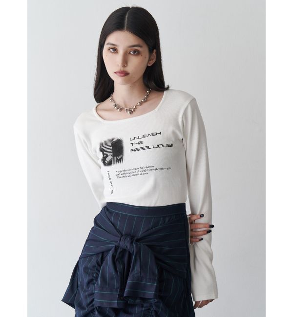 MURUA「クロップドメッセージトップス」|Tシャツ・カットソー|