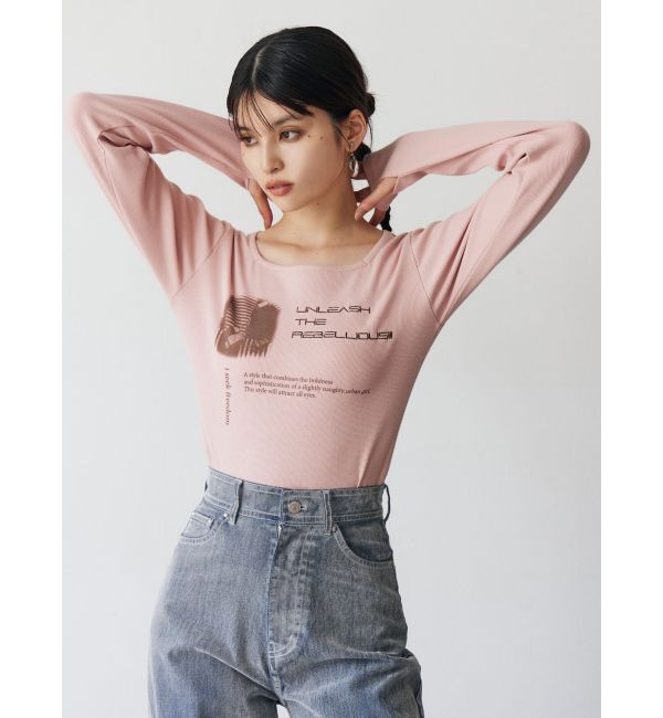 MURUA「クロップドメッセージトップス」|Tシャツ・カットソー|