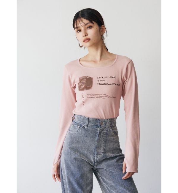 MURUA「クロップドメッセージトップス」|Tシャツ・カットソー|