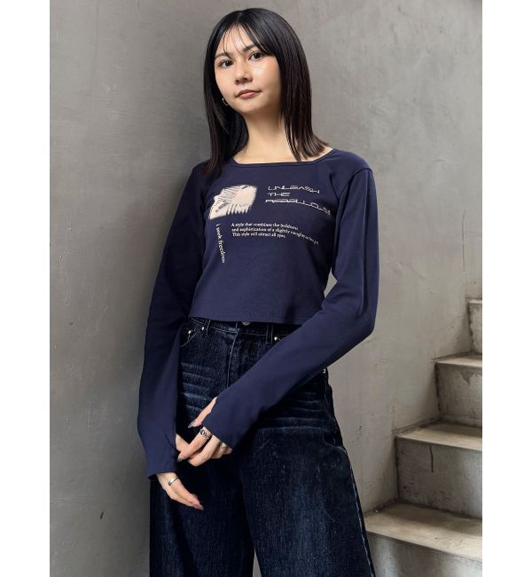 MURUA「クロップドメッセージトップス」|Tシャツ・カットソー|