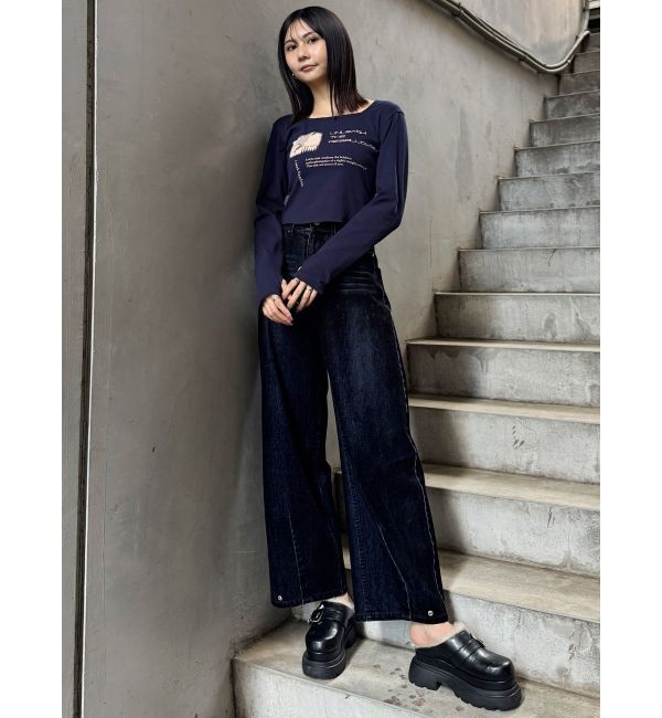 MURUA「クロップドメッセージトップス」|Tシャツ・カットソー|