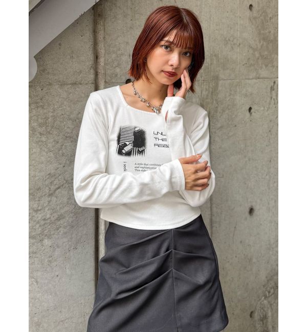 MURUA「クロップドメッセージトップス」|Tシャツ・カットソー|