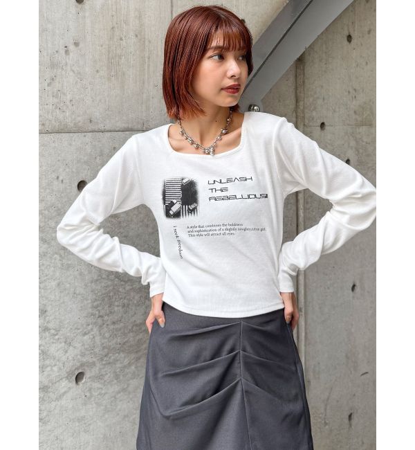 MURUA「クロップドメッセージトップス」|Tシャツ・カットソー|