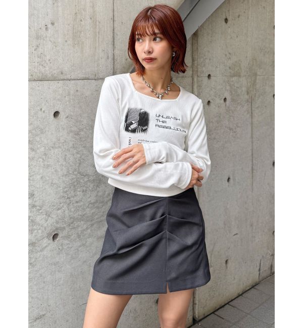 MURUA「クロップドメッセージトップス」|Tシャツ・カットソー|