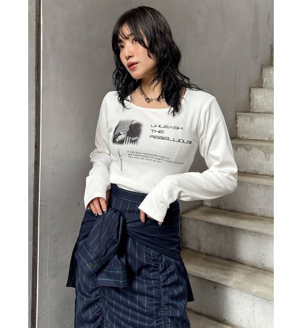 MURUA「クロップドメッセージトップス」|Tシャツ・カットソー|