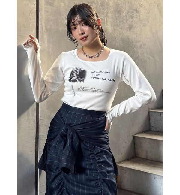MURUA「クロップドメッセージトップス」|Tシャツ・カットソー|