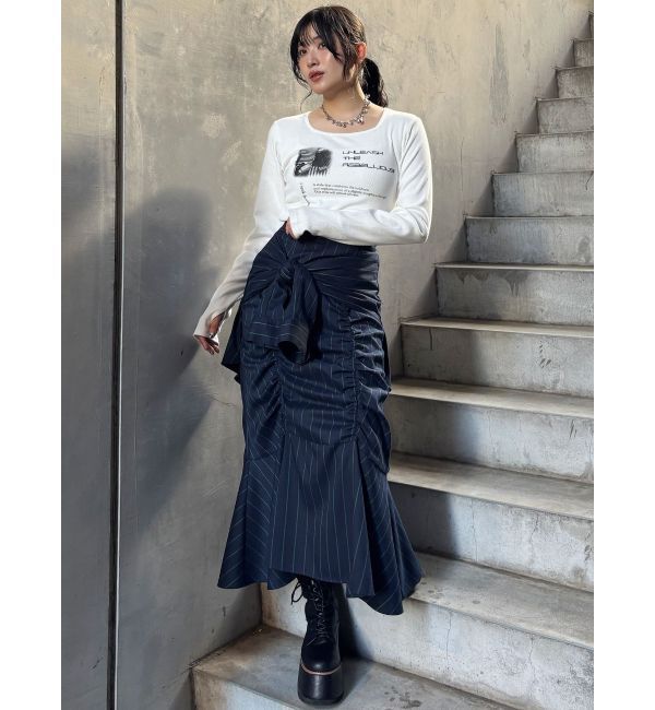 MURUA「クロップドメッセージトップス」|Tシャツ・カットソー|