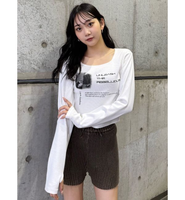 MURUA「クロップドメッセージトップス」|Tシャツ・カットソー|