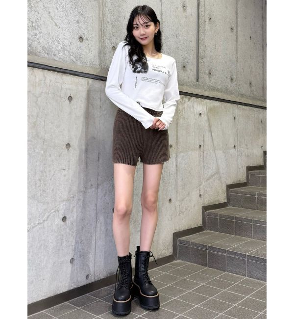 MURUA「クロップドメッセージトップス」|Tシャツ・カットソー|