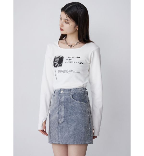 MURUA「クロップドメッセージトップス」|Tシャツ・カットソー|
