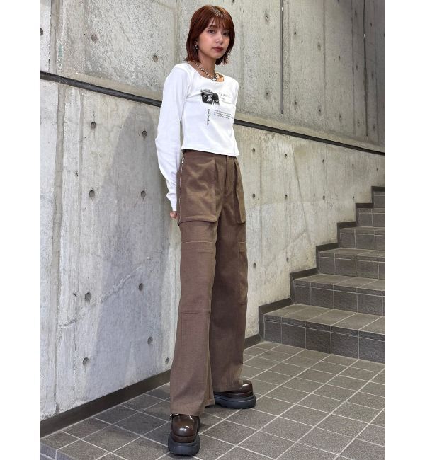 MURUA「クロップドメッセージトップス」|Tシャツ・カットソー|