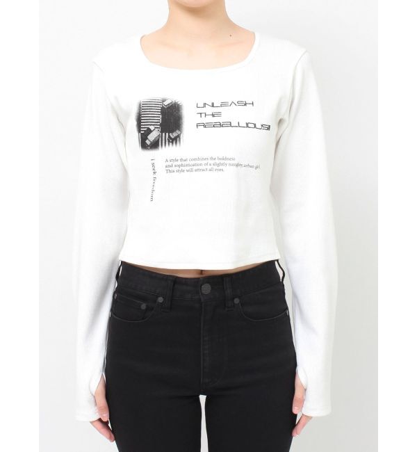MURUA「クロップドメッセージトップス」|Tシャツ・カットソー|
