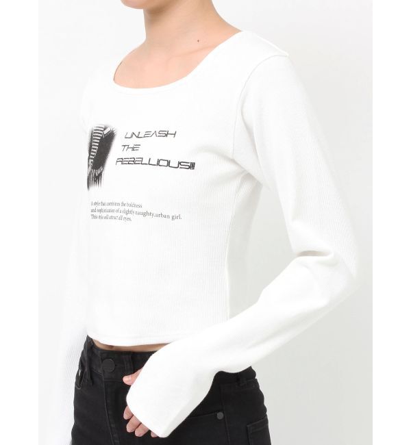 MURUA「クロップドメッセージトップス」|Tシャツ・カットソー|