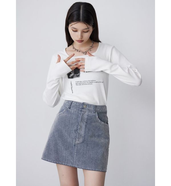 MURUA「クロップドメッセージトップス」|Tシャツ・カットソー|