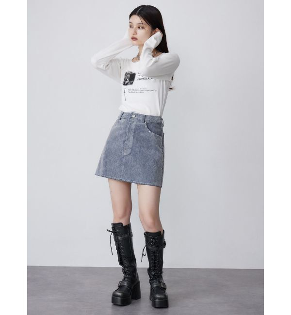 MURUA「クロップドメッセージトップス」|Tシャツ・カットソー|