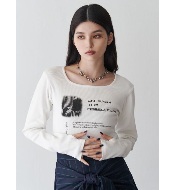 MURUA「クロップドメッセージトップス」|Tシャツ・カットソー|