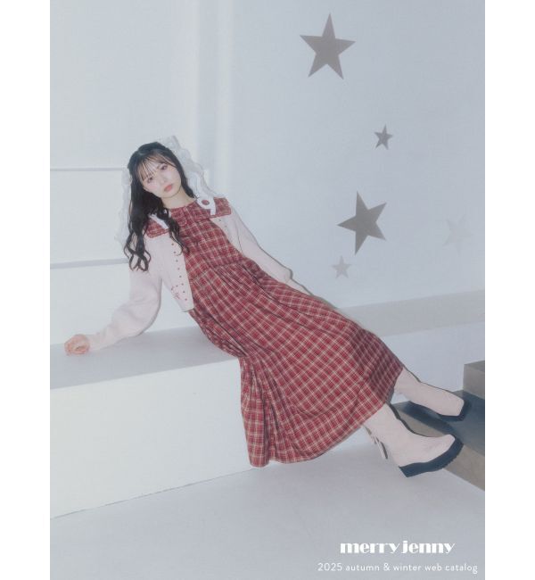 merry jenny「ribbon dotパフスリーブニットカーディガン」|カーディガン|