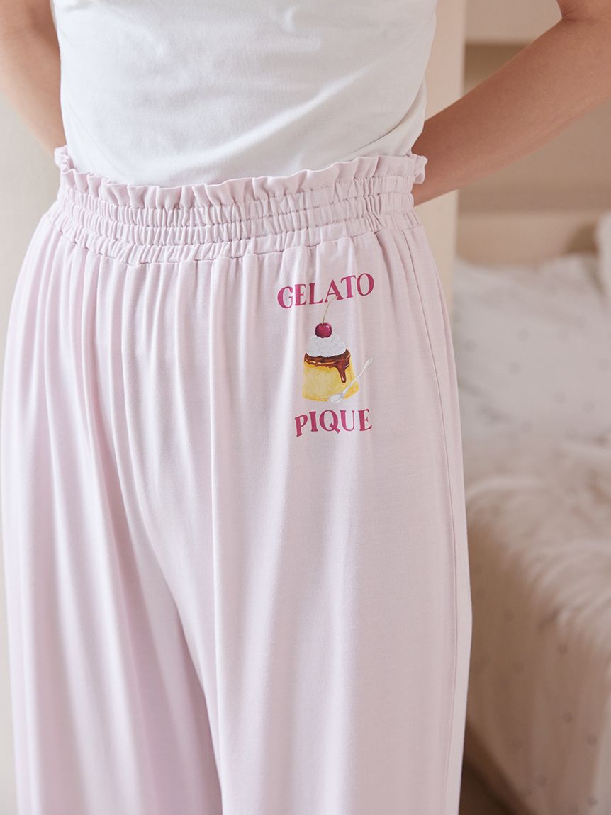 gelato pique「【ONLINE限定】【接触冷感】プリンワンポイントTシャツ&ロングパンツセット」|ルームウェア|