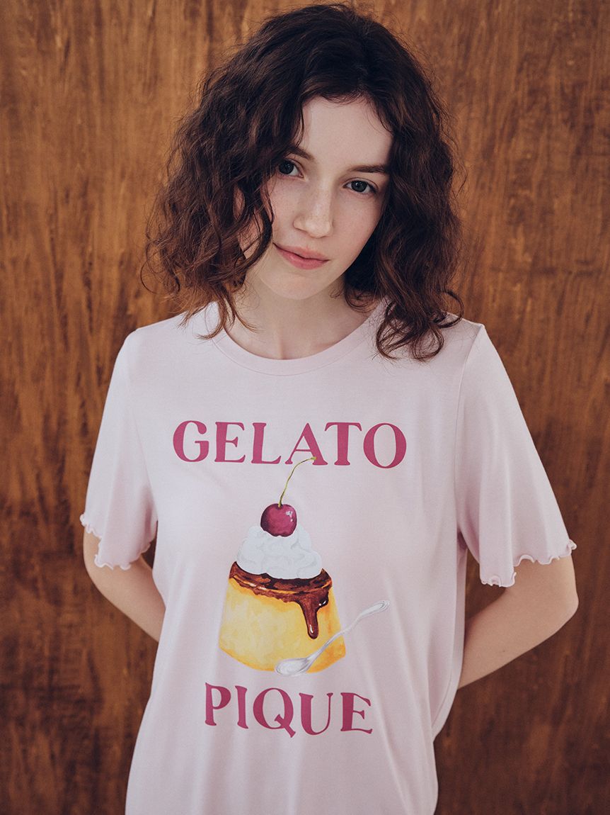 gelato pique「【ONLINE限定】【接触冷感】プリンワンポイントTシャツ&ロングパンツセット」|ルームウェア|