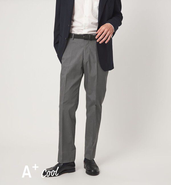 UNITED ARROWS green label relaxing「A+ COOL シャークスキン スタンダード アジャスター NP スラックス -ストレッチ・接触冷感・クリースキープ」|スラックス|MD.GRAY