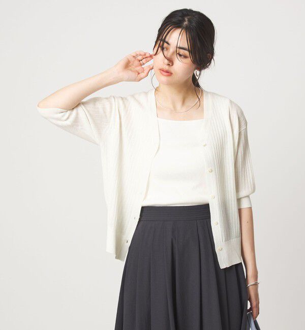 UNITED ARROWS green label relaxing「ブライトシアー Vネック ニット カーディガン」|カーディガン|OFF WHITE