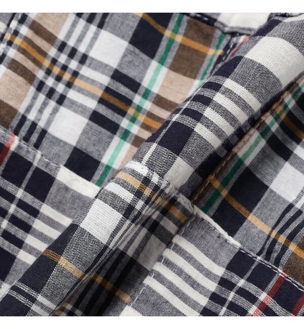 BEAMS PLUS「Cabana Boy-SHT Patchwork Madras Navy」|シャツ・ブラウス|