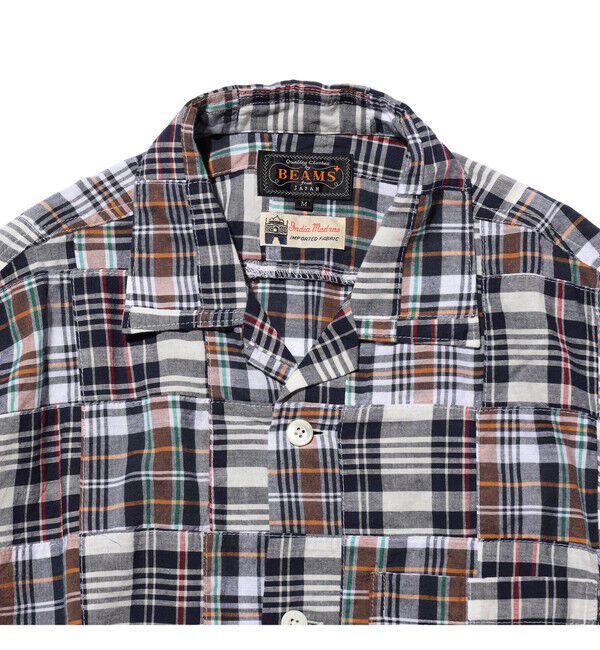 BEAMS PLUS「Cabana Boy-SHT Patchwork Madras Navy」|シャツ・ブラウス|