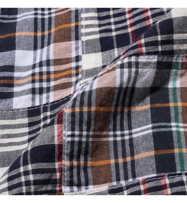 BEAMS PLUS「Cabana Boy-SHT Patchwork Madras Navy」|シャツ・ブラウス|
