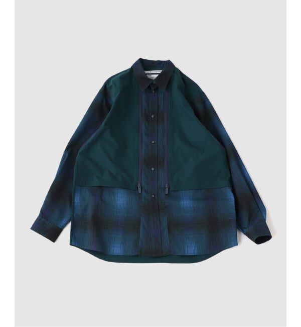 EDIFICE「White Mountaineering OMBRE CHECK MID GUSSET SLEEVE SHIRT」|シャツ・ブラウス|ネイビー