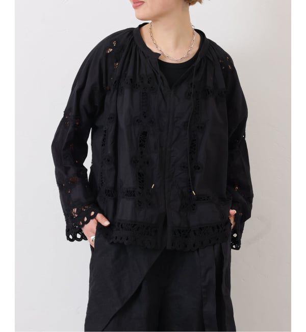 journal standard luxe「《追加予約》バテンレース スタンドカラーギャザーブラウス」|シャツ・ブラウス|