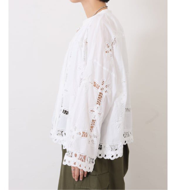 journal standard luxe「《追加予約》バテンレース スタンドカラーギャザーブラウス」|シャツ・ブラウス|