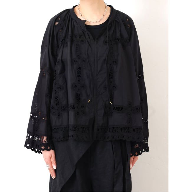 journal standard luxe「《追加予約》バテンレース スタンドカラーギャザーブラウス」|シャツ・ブラウス|