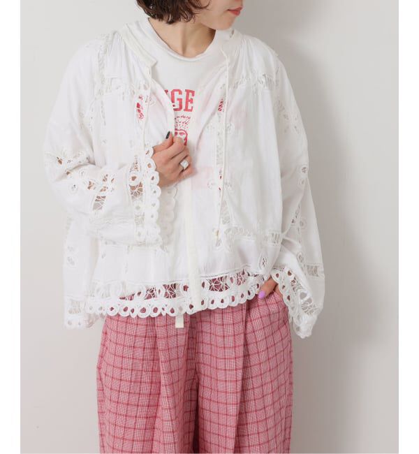journal standard luxe「《追加予約》バテンレース スタンドカラーギャザーブラウス」|シャツ・ブラウス|