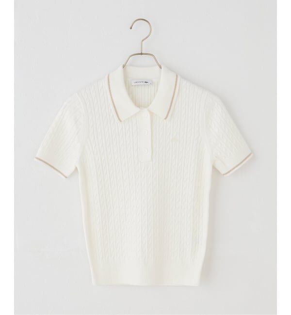 U by SPICK&SPAN「LACOSTE / ラコステ ポロ半袖ニット」|ニット・セーター|ホワイト