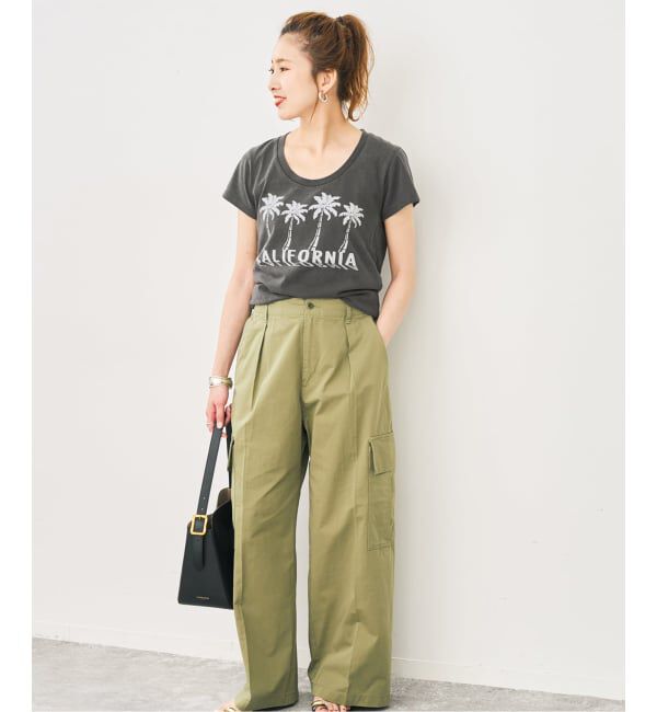 Spick and Span「Mixta / ミクスタ U NECK T-SHIRT PALM TREE」|Tシャツ・カットソー|