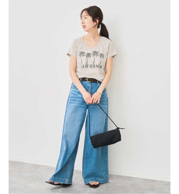 Spick and Span「Mixta / ミクスタ U NECK T-SHIRT PALM TREE」|Tシャツ・カットソー|