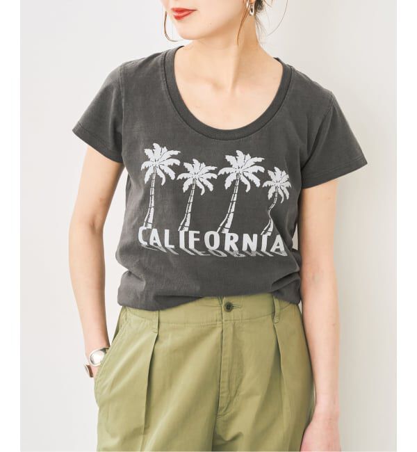 Spick and Span「Mixta / ミクスタ U NECK T-SHIRT PALM TREE」|Tシャツ・カットソー|